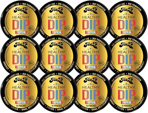 TeaZA Energy Pouches - Sin nicotina, tabaco alternativo sin humo y masticación saludable con sabores de frutas, piña, mango, cítricos (tropical,