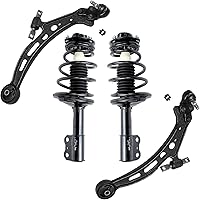 Vista 211 de Detroit Axle - Kit de puntales delanteros para Ford 2000-2004 Focus 2 puntales con muelle helicoidal 2 brazos de control inferiores con rótulas 2001