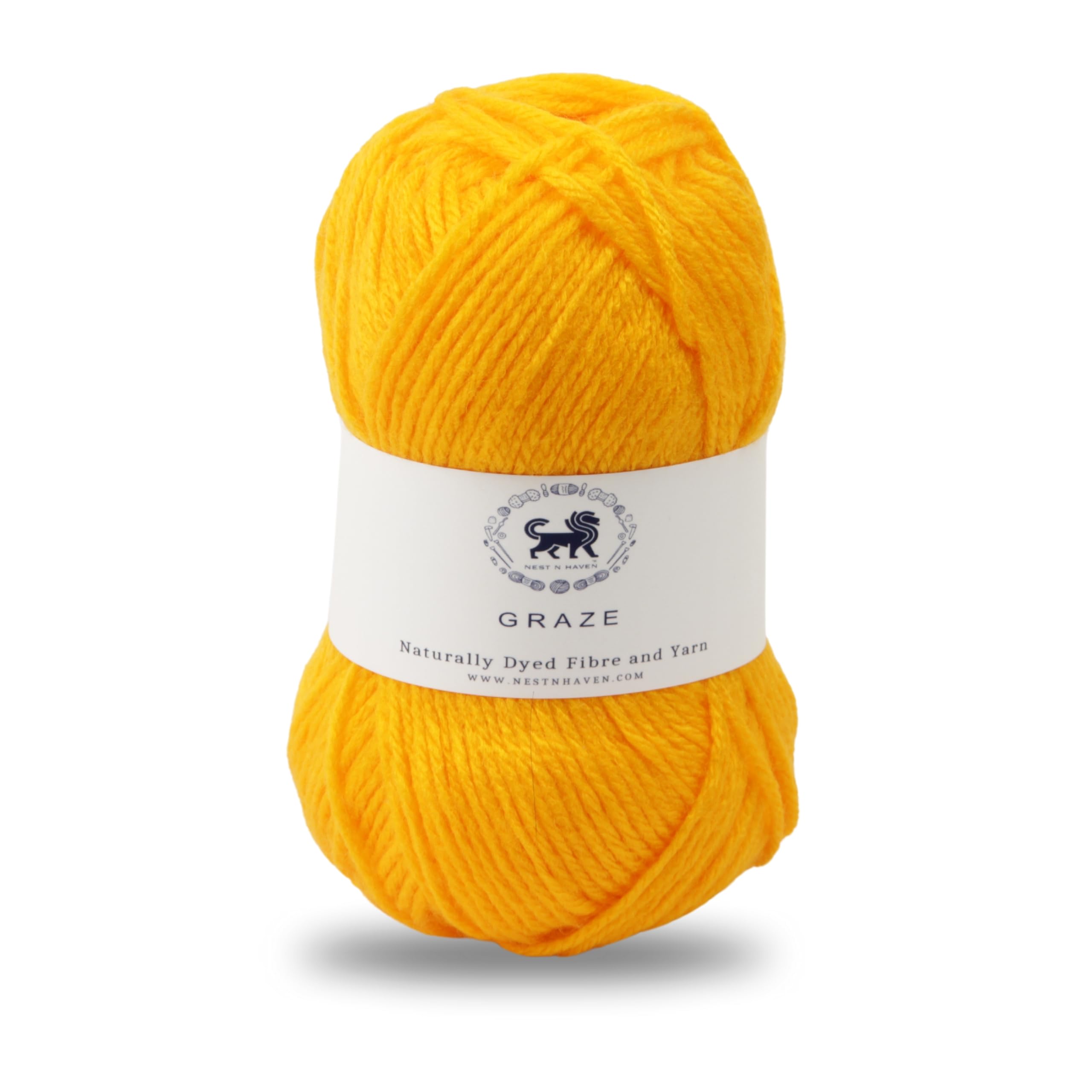 Nestnhaven Acrowools Graze Hand Knitting and Crochet Yarn. Pack of 1 Ball - 100gms. Shade no - NNHG007 (Sunset Yellow)