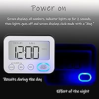 Vista 2 de Digital Kitchen Timer Magnetic Loud Alarm, Large LCD Screen Silent/Beeping Multi-Function for Teachers Classroom Kids, Black Negro