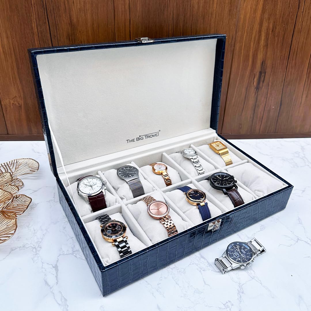 La Trove Vegan Leather Watch Box Storage Organiser for watches and bracelets (10 Slot) (B0BBW8T48T) Amazon Price History, Amazon Price Tracker