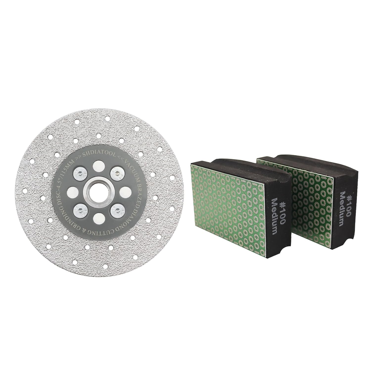 SHDIATOOL 4-1/2 Inch Diamond Cutting Grinding Disc Fits 5/8-11 Arbor for Marble Ceramic Double Sided Vacuum Brazed Fast Cutting Shaping Grinding Wheel