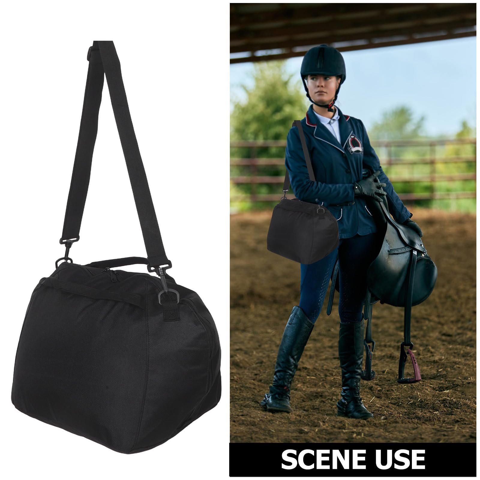 Borsa per casco da equitazione: custodia protettiva per casco da equitazione con tracolla, borsa da viaggio per attrezzatura da e sportiva.