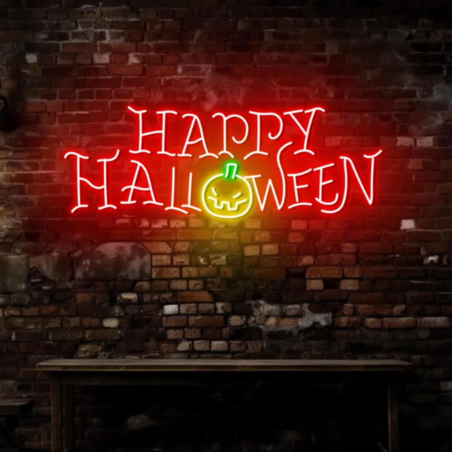 Large Happy Halloween Neon Sign, Custom LED Neon Light with Dimmable Switch and Hanging Chain, Family Spooky Party Wall Art Decor, Holiday Home Decoration, Gift for Halloween Party — image 1