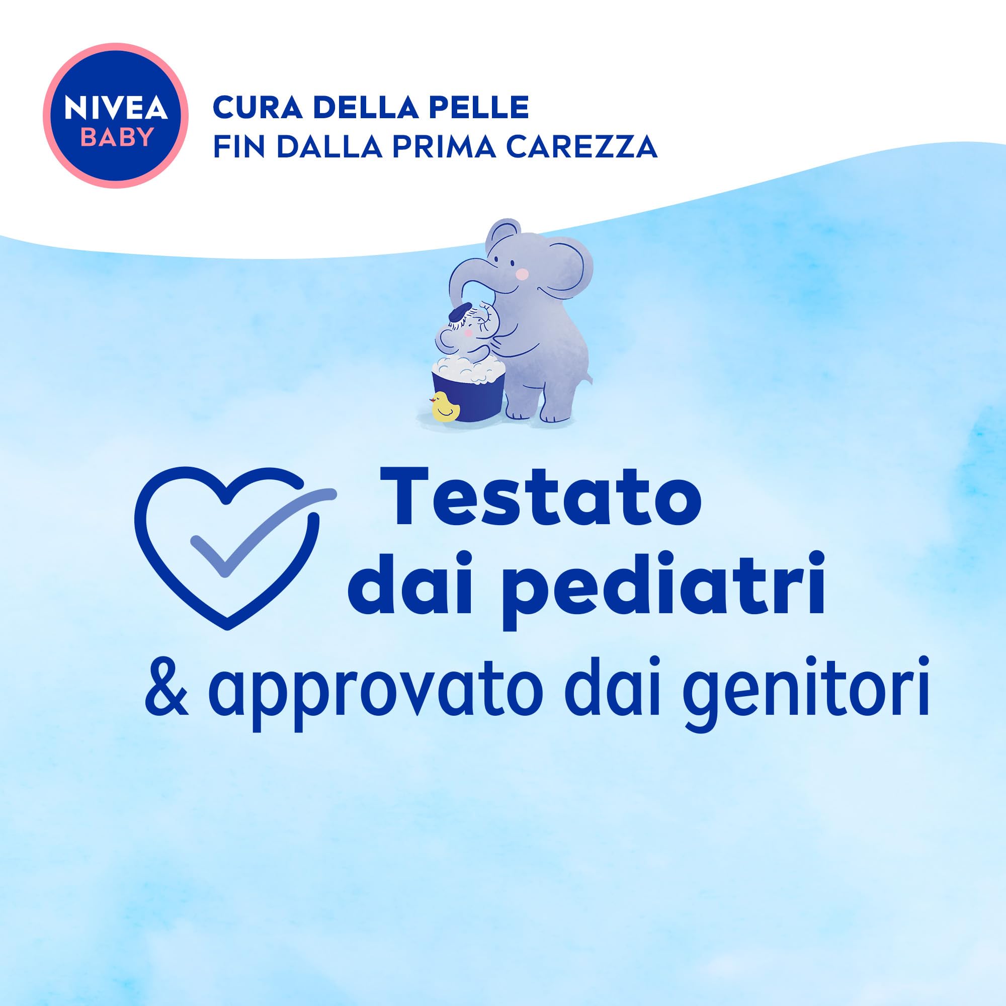 NIVEA BABY Gel Doccia dai Capelli ai Piedini 500ml, Bagnoschiuma bambini per pelle e capelli morbidi e puliti, Bagnoschiuma neonato con protezione no lacrime, Shampoo bambini idratante ed emolliente