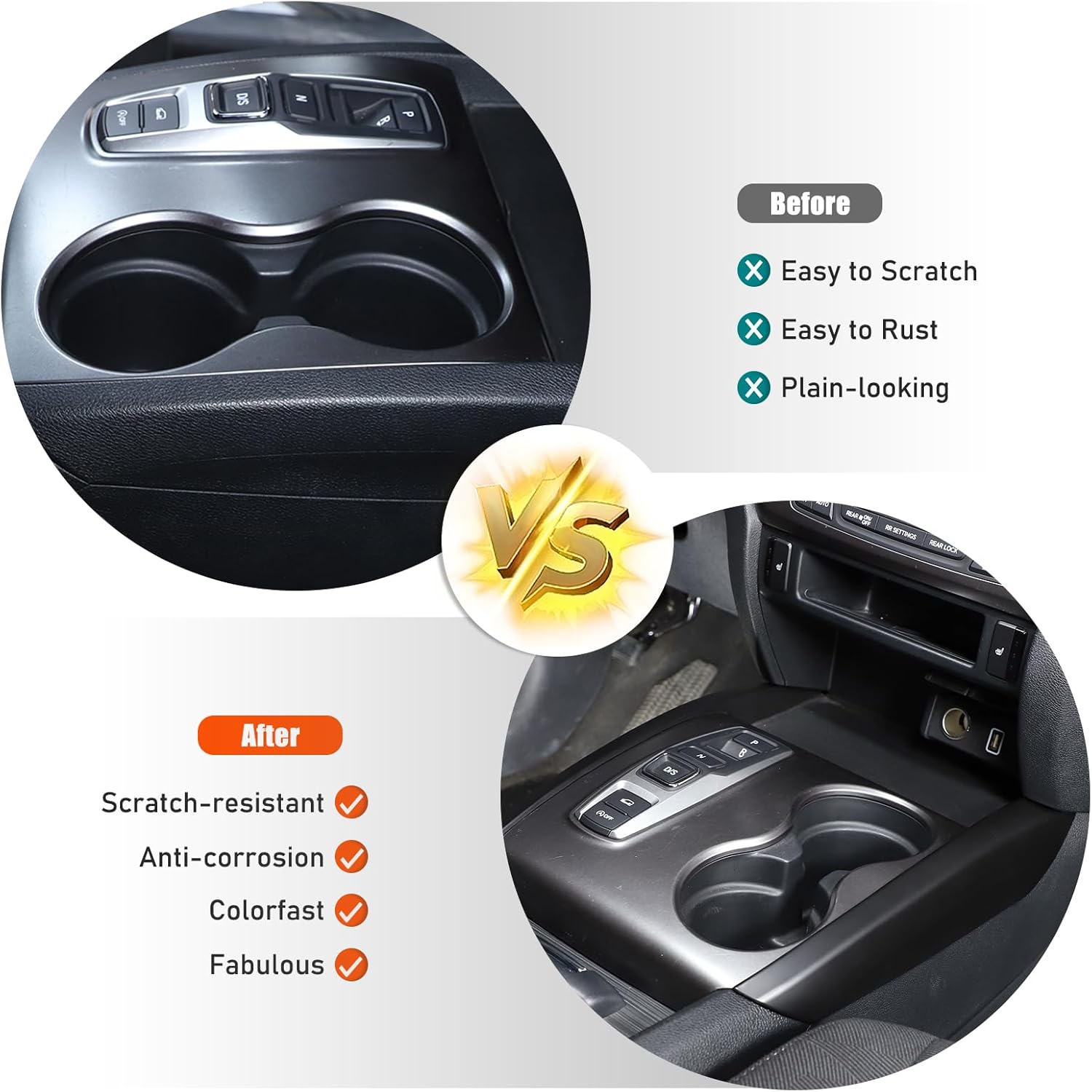 Gear Shift Side Panel Trim Cover Compatible with Honda Pilot 2015-2022, ABS Center Console Gear Shift Panel Side Trim Cover Interior Accessories,2PCS (Matt Black)