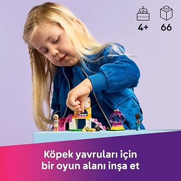 LEGO Friends Yavru Köpek Oyun Parkı 42665 | 4 Yaş ve Üzeri Çocuklar için 3 Köpek Figürü ile Aliya Mini Bebeği İçeren Oyuncak Yapım Seti, Hediye Fikri (66 Parça)