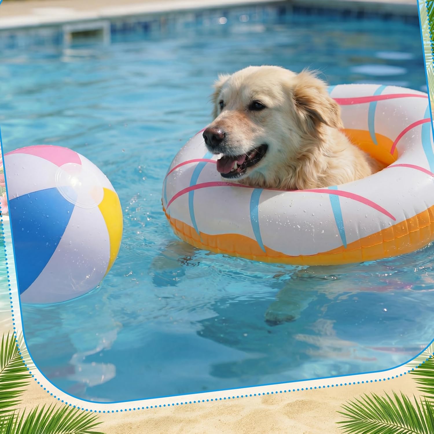 Lewtemi 8 Pcs Donut Pool Floats 4 Styles Cute Swimming Float Inflatable Beach Balls Colorful Swimming Ring Inflatable Tubes Pool Ball Floaties Hawaiian Beach Summer Tropical Donut Party for Adult