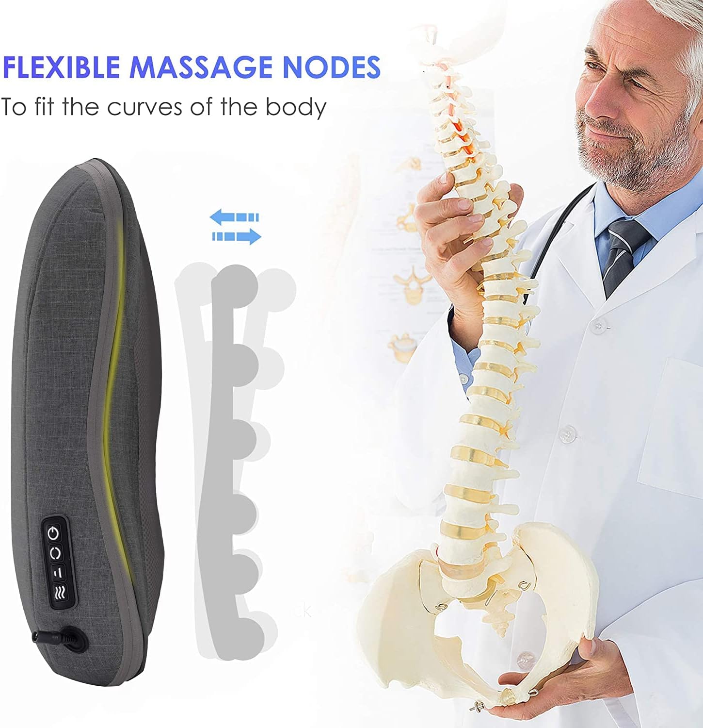 COMFIER Shiatsu Back Massager with Heat, Heated Back Massager Pad,Massage Chair Pad for Chair,Portable Chair Massager for Back,Lumbar,Leg,Carry Handle,Gifts for Dad/Mom