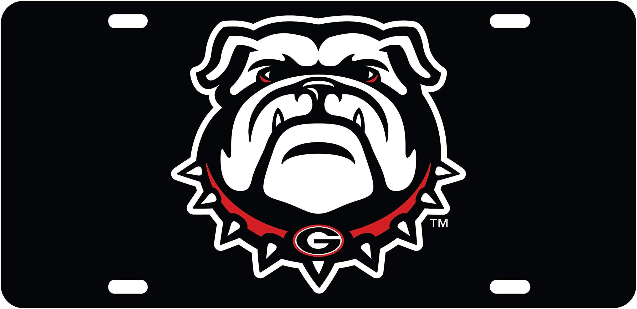 Georgia Bulldogs New Bulldog Logo Mirror Laser License Plate Tag - Black background