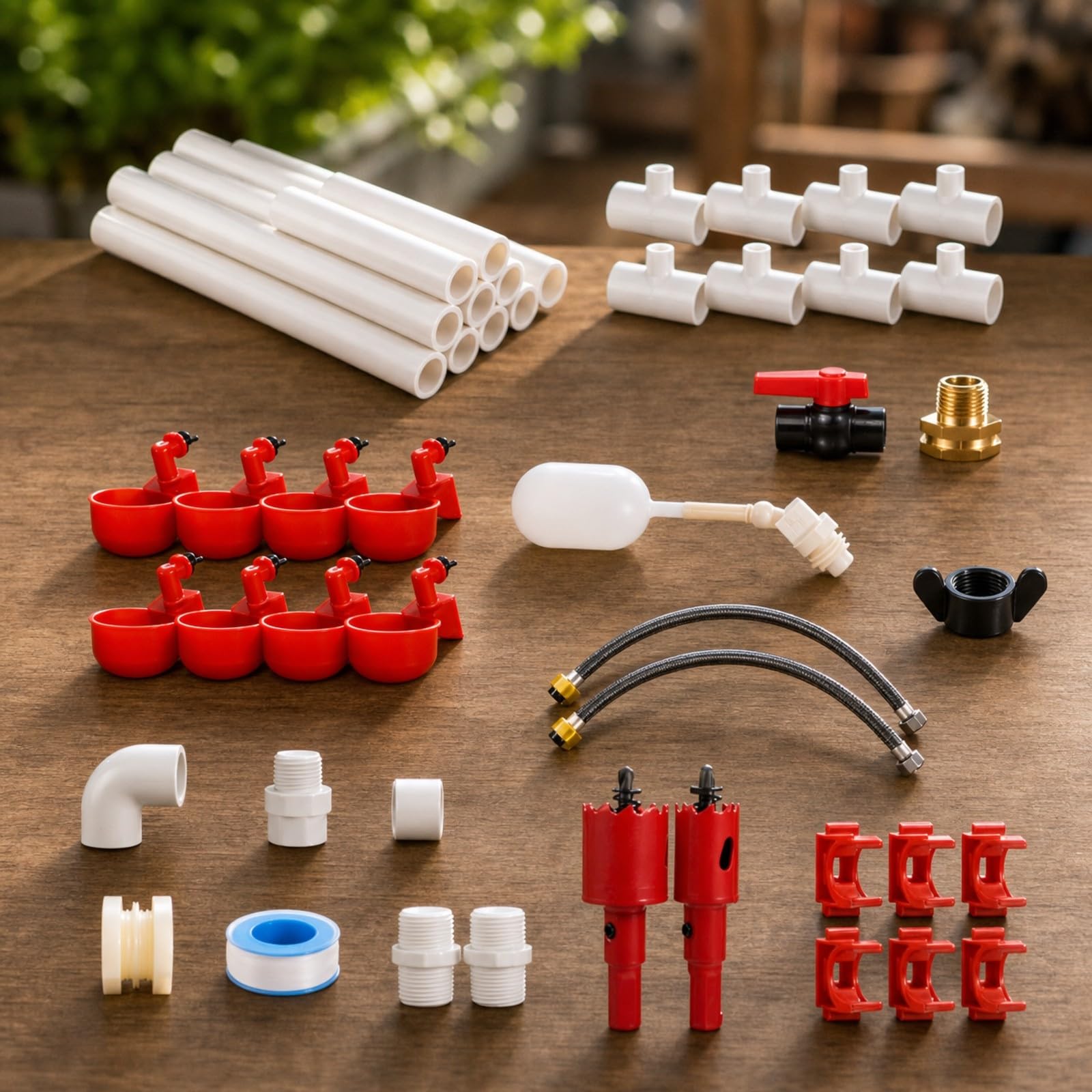 Baoblaze Kit Abbeveratoio Automatico Pulito Resisn Inmperie, Abbeveratoio con impianto di Montaggio da, Robusto, per Pollaio, vatori, Galline