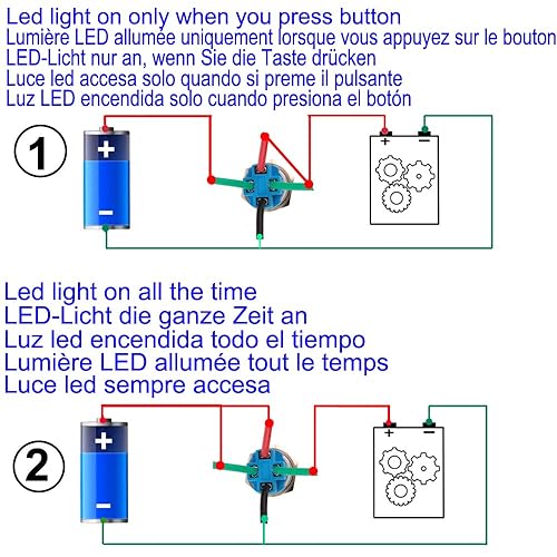 Miniatura 9 de Gebildet Interruptor de botón de bloqueo automático de acero inoxidable de 0.47 pulgadas0.472 in, 12 V-24 V, 3A, símbolo de alimentación, LED,