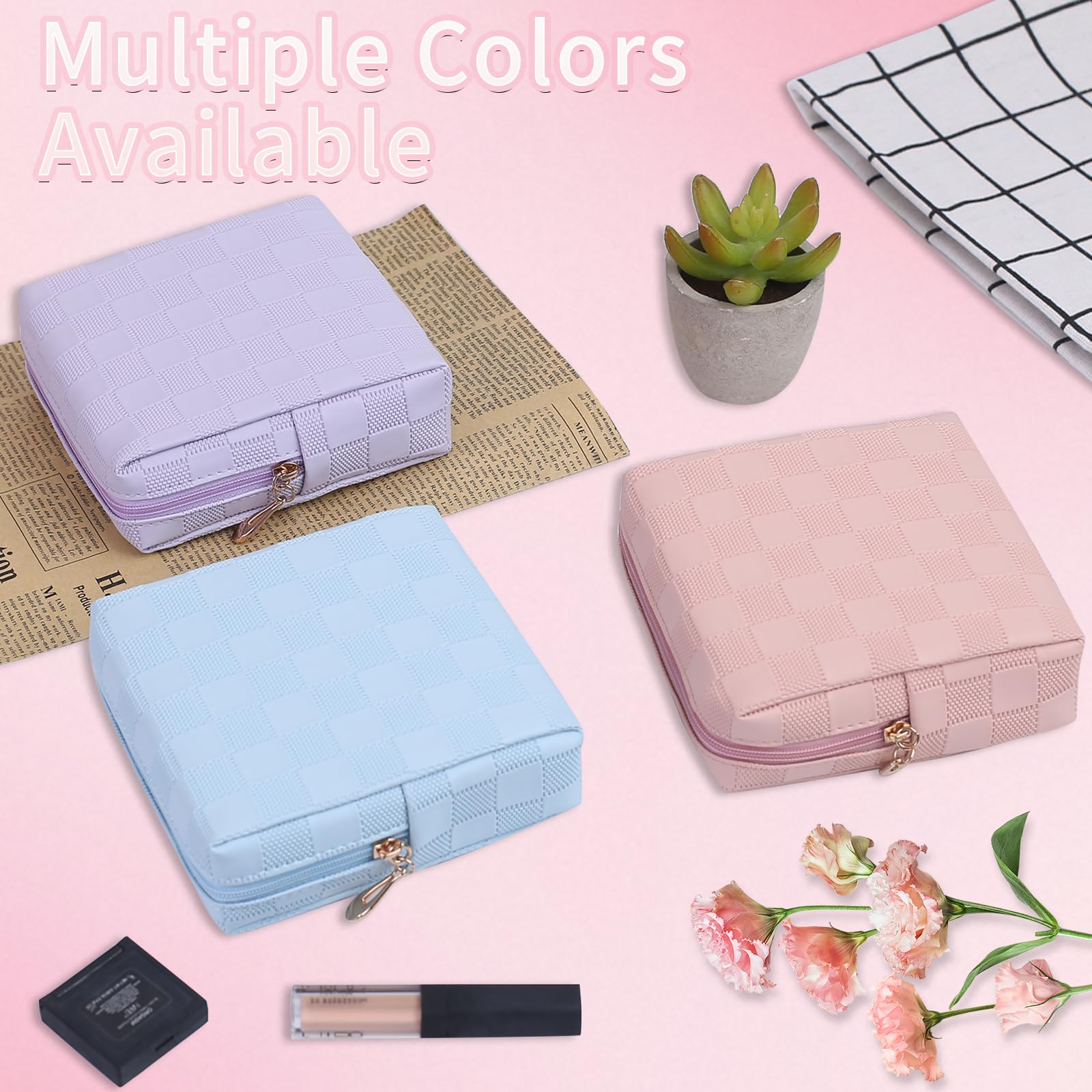 Bolsa de periodo para mujeres y niñas | Bolsa de almacenamiento de servilletas sanitarias de piel sintética | Lindas bolsas de almohadillas para el período | Bolsa menstrual discreta para 6