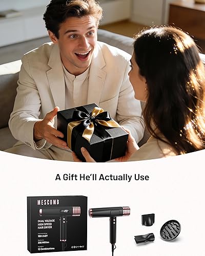 Miniatura 9 de MESCOMB Secador de pelo de viaje con difusor, 1875 W de doble voltaje iónico, secado rápido y control de encrespamiento para cabello gruesorizado,