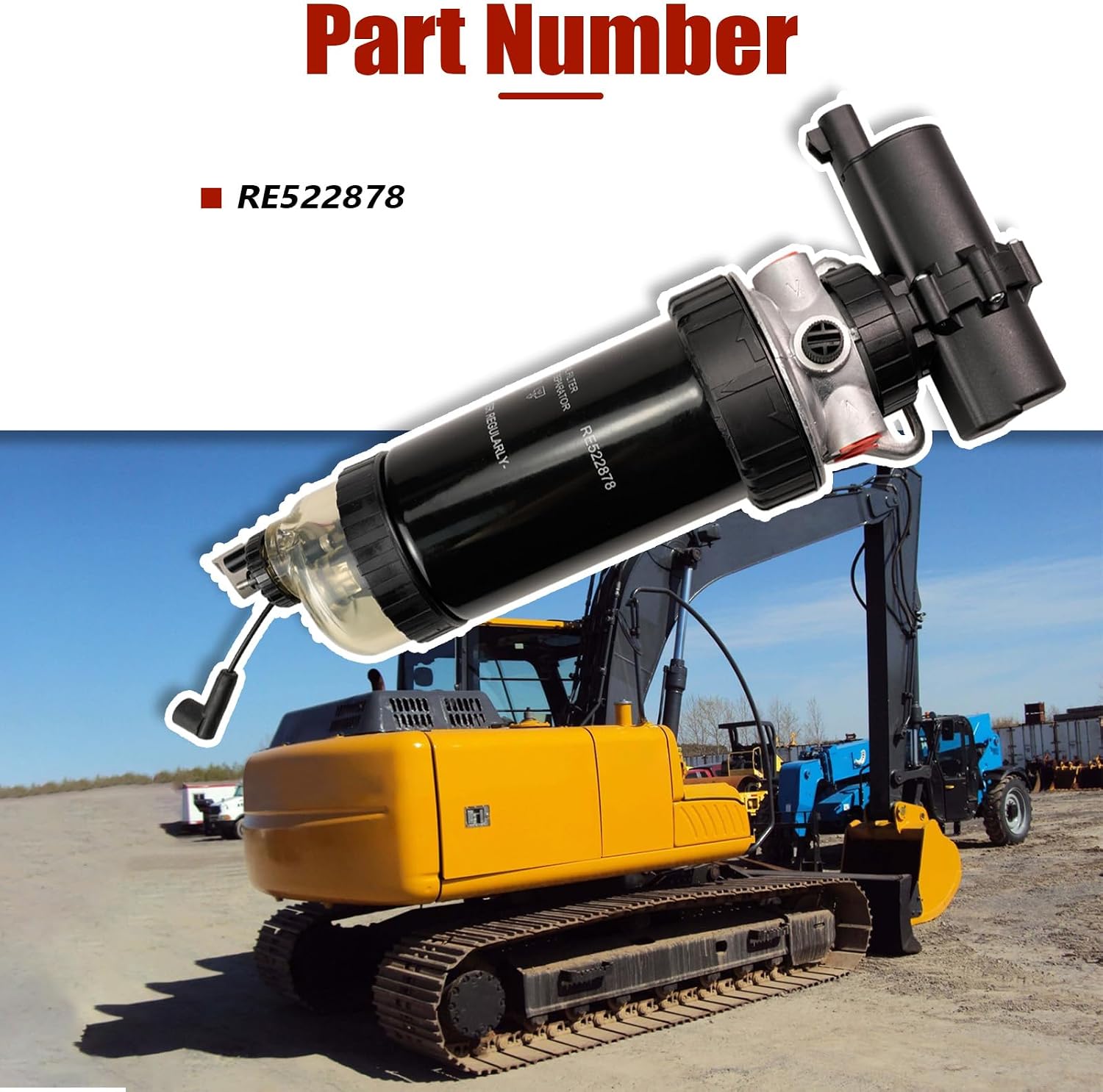 RE522878 12V Fuel Filter Water Separator Assembly With Fuel Pump For John Deere 1110D 120D 1210E 1510E 1070E 1470 Engine