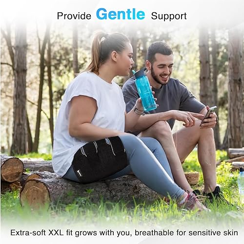 Miniatura 9 de Envoltura de compresión de muslos de talla grande para linfedema y alivio de la hinchazón, manga ajustable para el muslo para circulación y