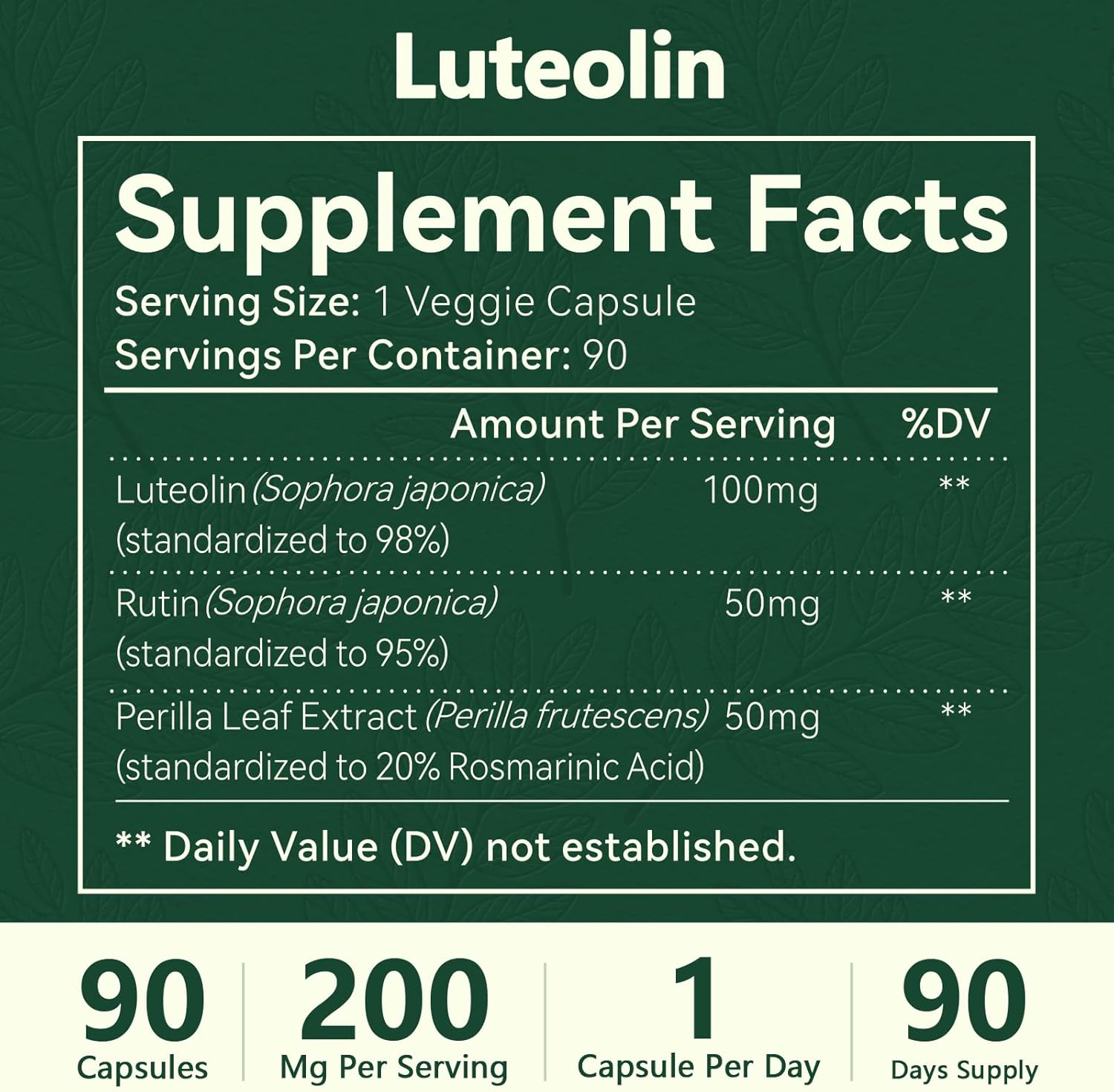 Luteolin Supplement, 98% Ultra-Purity Luteolin Extract – Plant-Based Flavonoid Supplement for Brain Health, Immune Support & Inflammatory Balance – Made in USA, 90 Vegan Capsules - Image 7
