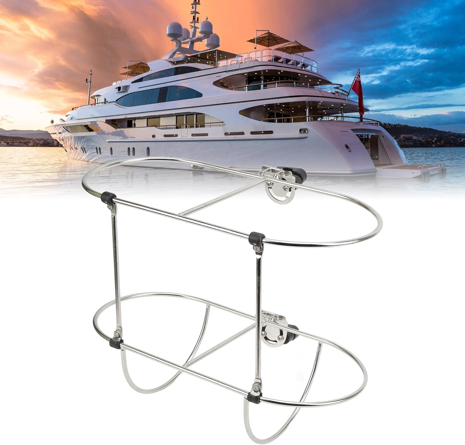 Support étanche Pliable Support Double Pour Garde-Boue Bateau En Acier Inox 304 - Pliable, Installation Sur Rail 2,2/2,5 Cm Double Support Inox 304