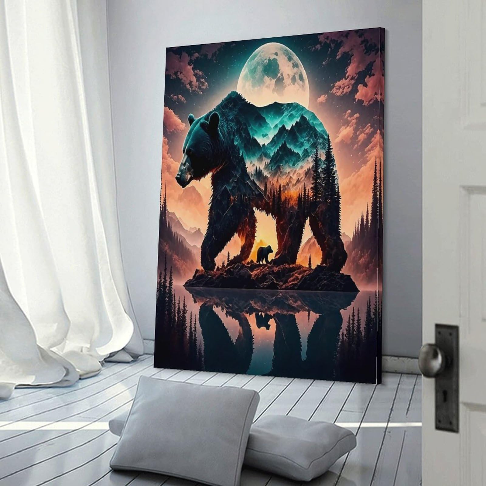 Peintures sur toile ours brun deco 24x36inch haute definition - 6