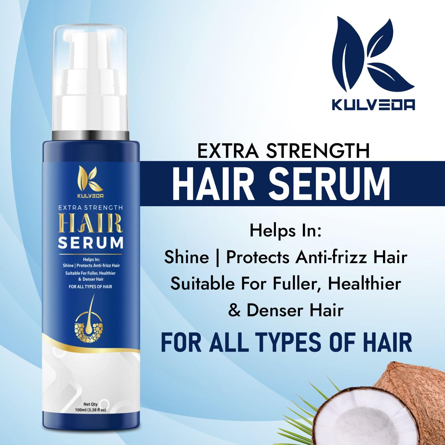 Kulveda extra power hair serum soft, shiny and frizz-fie | Anti-Thining and Anti-Dandruff Serum | Paraben and mineral oil free for all types - 100 ml Kulveda extra power hair serum soft, shiny and frizz-fie | Anti-Thining and Anti-Dandruff Serum | Paraben and mineral oil free for all types - 100 ml