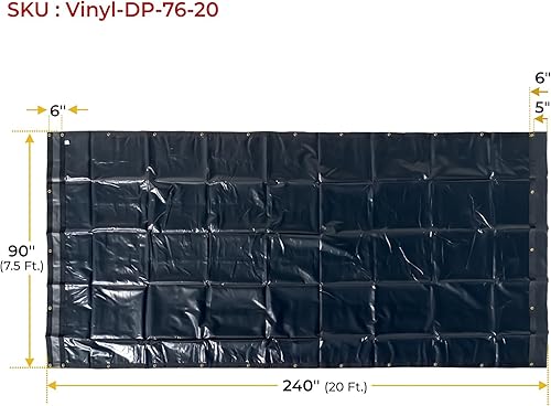 Miniatura 4 de Mytee Products Kit de lona para camión volquete y remolque con lona de vinilo negro de asfalto de 7 pies 6 pulgadas x 20 pies con doble bolsillo y