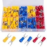 Breezliy 180 Pcs 22-16 16-14 12-10 AWG Insulated Fork Spade U-Type Wire Connector Electrical Crimp Terminal Assortment Kit