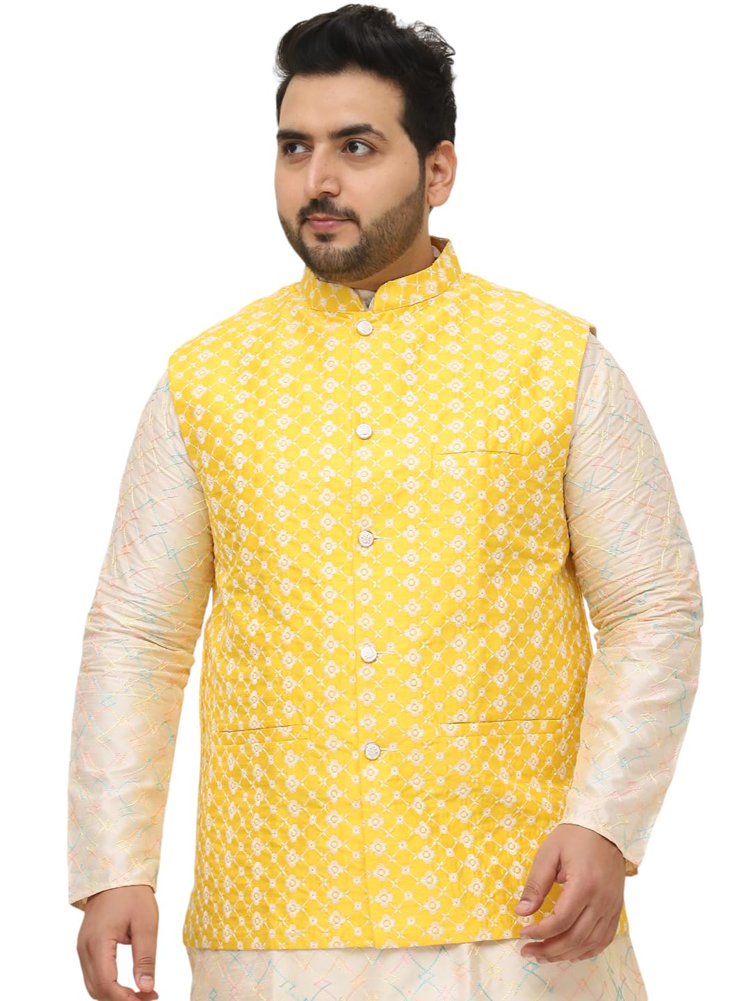 sojanya PLUS (Since 1958), Men's Silk Blend Embroidered ONLY Nehrujacket-picture-35
