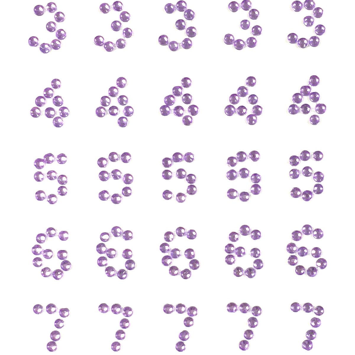 Chiffres strass adhésifs violets à forte adhérence pour décoration facile