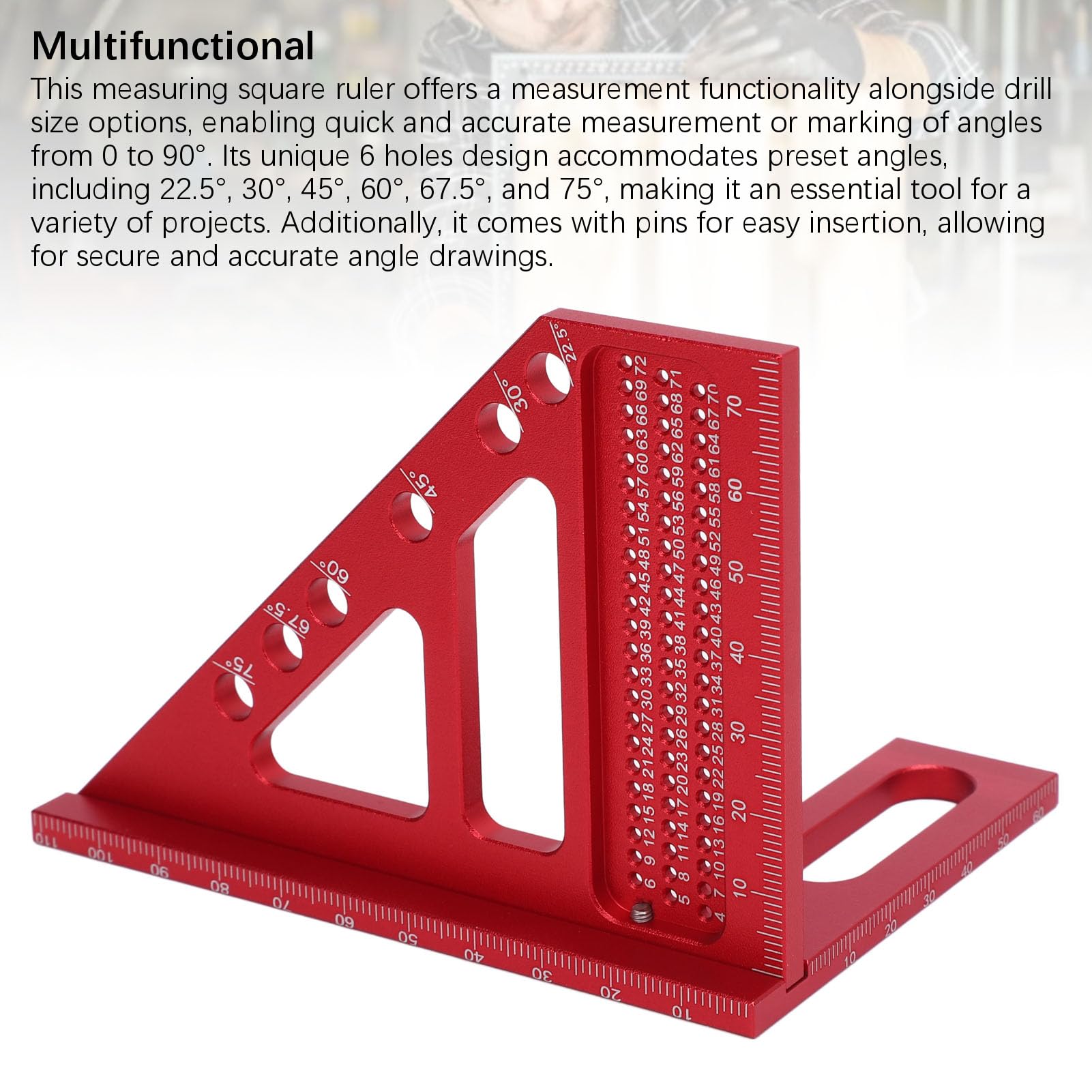 Righello Triangolare 3D, Strumento di misurazione multiangolo ad Alta precisione in Lega di Alluminio per la Lavorazione del Legno. Goniometro a Squadra.