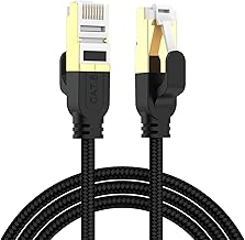 CAT8 LAN Cable, 20M, Mesh, Category 8, Connector, Ultra High Speed 40Gbps/2000MHz, CAT8 Compliant, Ethernet Cable, Prevents Clip Breakage, Shielded, Compatible with Modem, Router, PS3, PS4