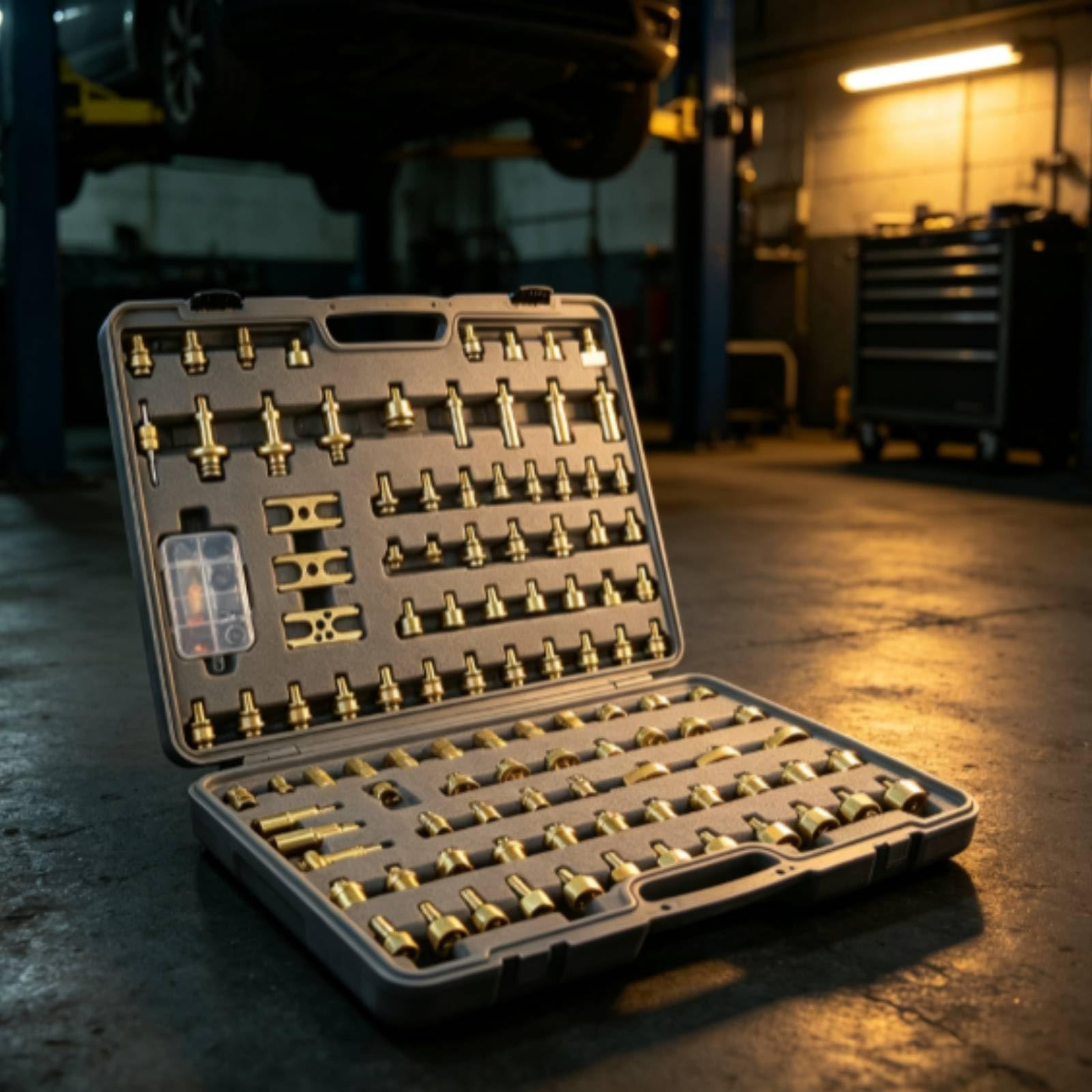 harayaa Probador de Fugas Automotriz Kit de Detección Herramienta Diagnóstico Adaptadores Manómetros Conexión Hermética Material de Cobre y Plástico Adecuado