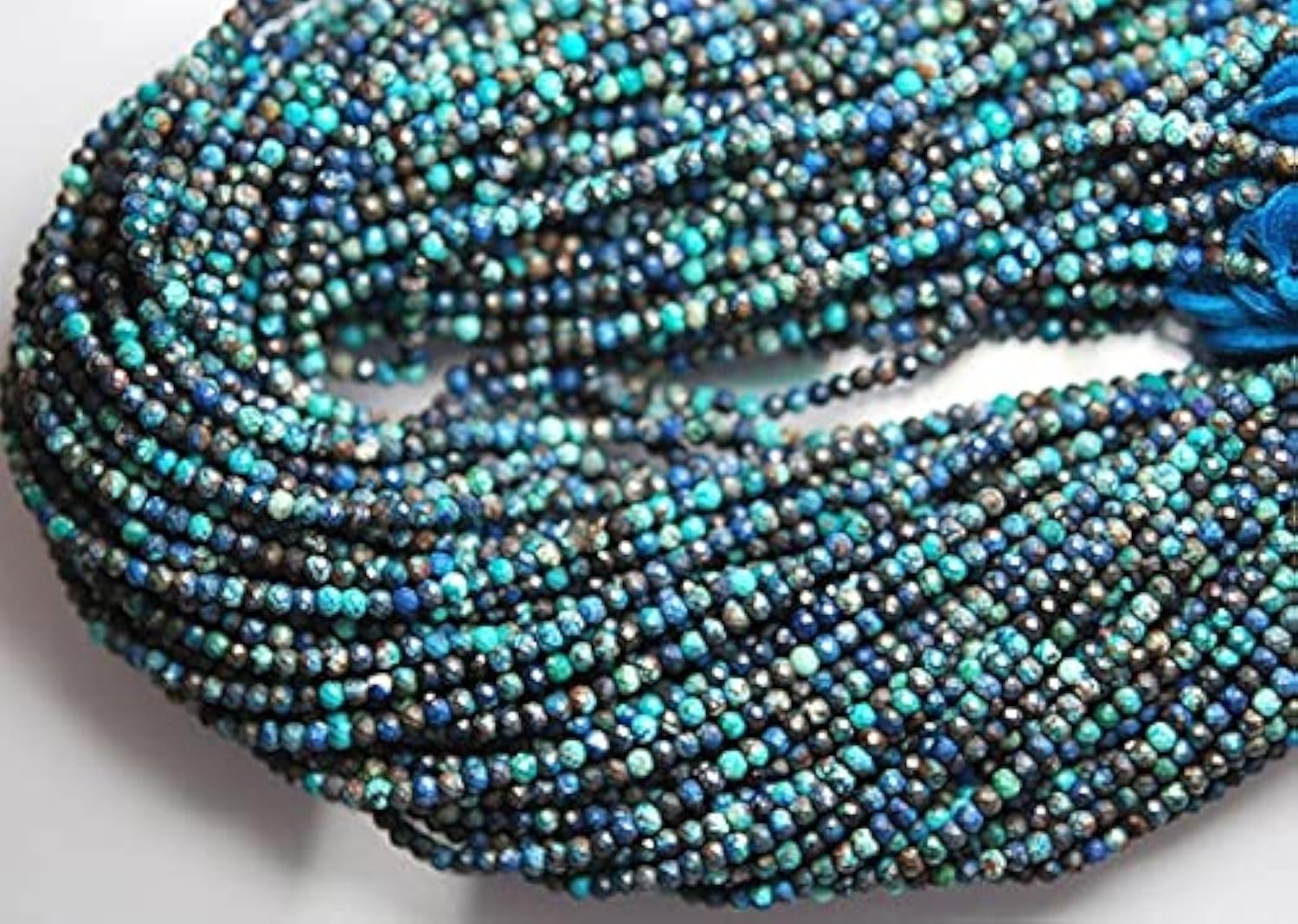 Chrysocolla 3mm perles naturelles facettées pour fabriquer un bracelet bohème