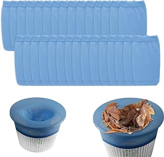 30 Pack Pool Skimmer Socks Fine Mesh Pool Socks fit for Swimming Pool and Spa Pre-Filter Savers Baskets and Skimmers (Blue)