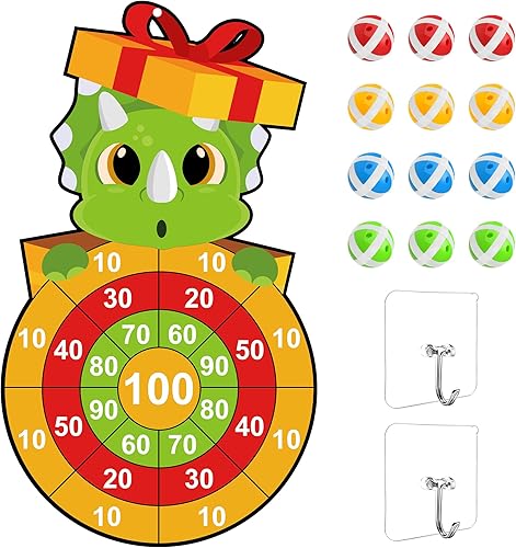 LUYITOM Toys for Kids 3-5, Large Dart Board for Kids Dartboards with 12 Velcro Sticky Balls Easter Basket Stuffers Birthday Gifts Toys for Boy Girl
