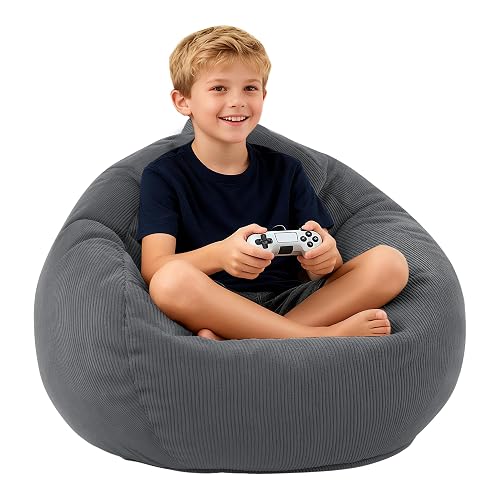 LPMOERA Bean Bag Chair Memory Foam Bean Bag Chairs for Kids/Teens with Filling Round Kids Bean Bag Chair for Living Room Bedroom College Dorm Reading Chair