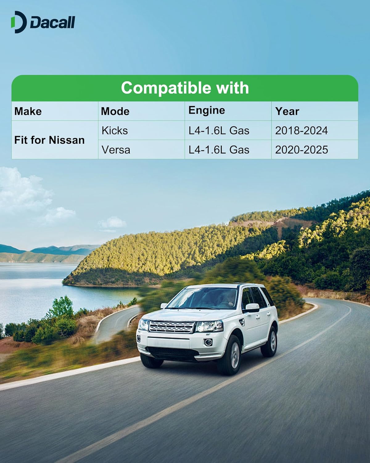 Activated Carbon Cabin & Engine Air Filter Set fit for Nissan Kicks L4-1.6L Gas (2018-2024), Versa L4-1.6L Gas (2020-2025), Replacement CF12312, CA12315