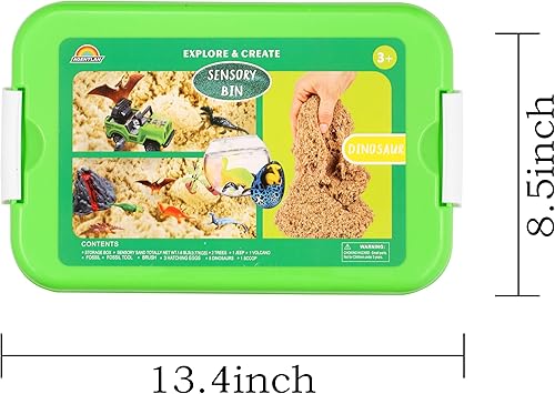 Miniatura 5 de AGENTLAN Cubo sensorial de dinosaurio, juguetes sensoriales de excavación de dinosaurios con arena de juego para niños y niñas, juguetes para niños,