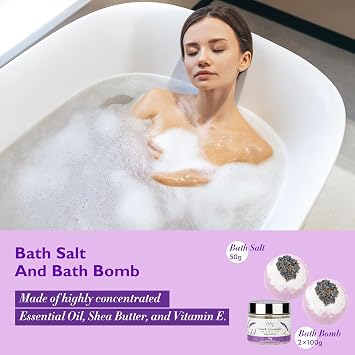 18Pcs Spa Basket, Bath Gift Set, Lavender Spa Gift Baskets for Women & Her | Bath and Body Gift Baskets, Bath Collection for Mother's Day, Christmas, Birthday, Valentine's Day, Spa Present for Mom