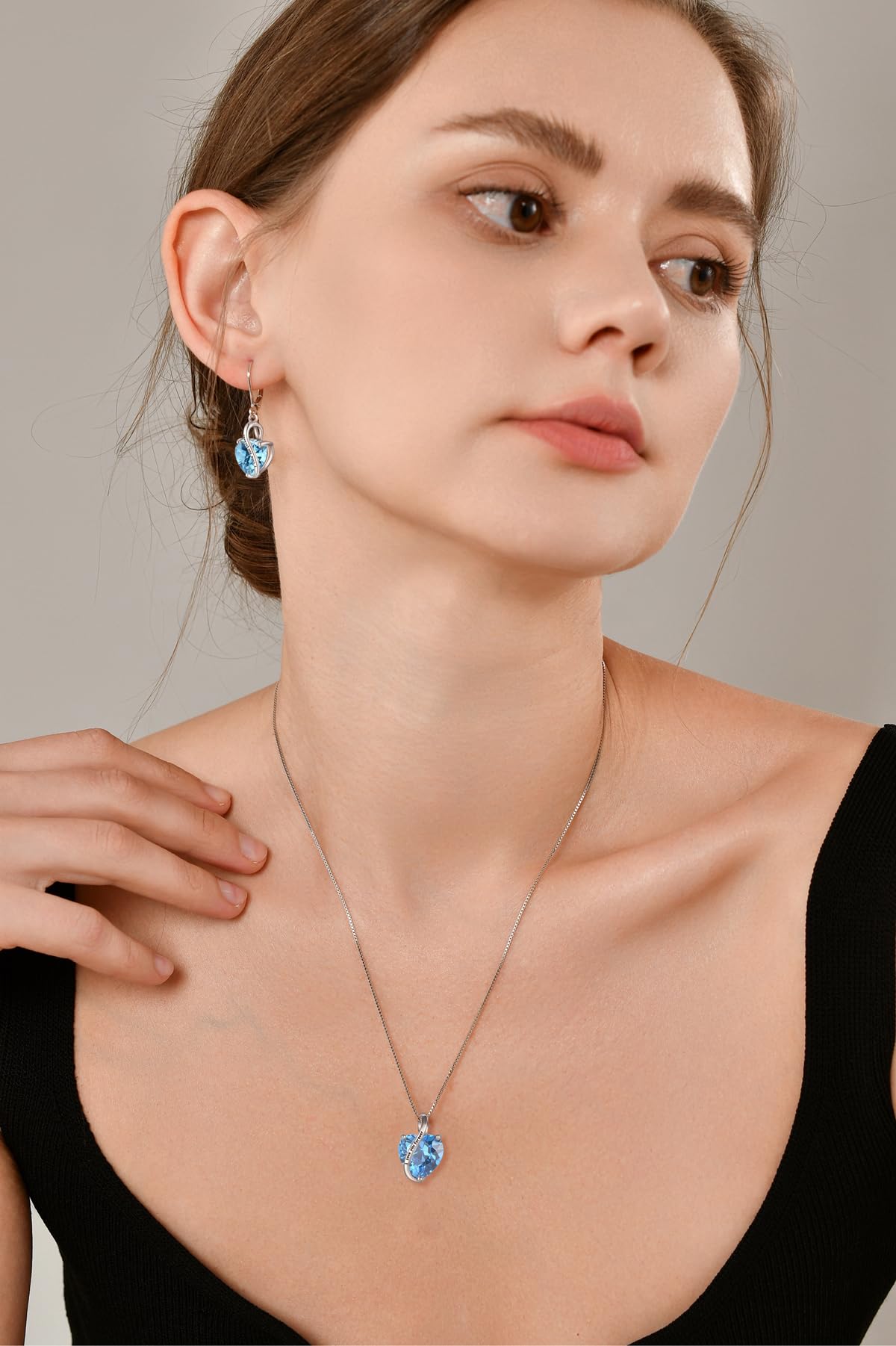 YL Collana Cuore Mamma Argento 925 con"I love you forever" 12 Pietra Portafortuna Zirconia Cubica Ciondolo per donna