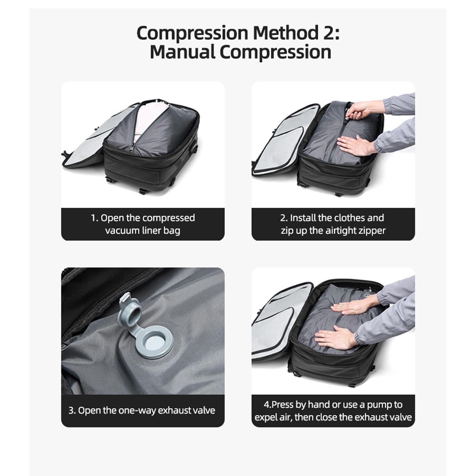 Vikye Vakuum-Kompressionsbeutel für Reisen, 25 L, 30 L, 60 L, TPU, Wiederverwendbar, Wasserdicht, Tragbarer Reiserucksack, Vakuumbeutel-Set für Koffer, Rucksack