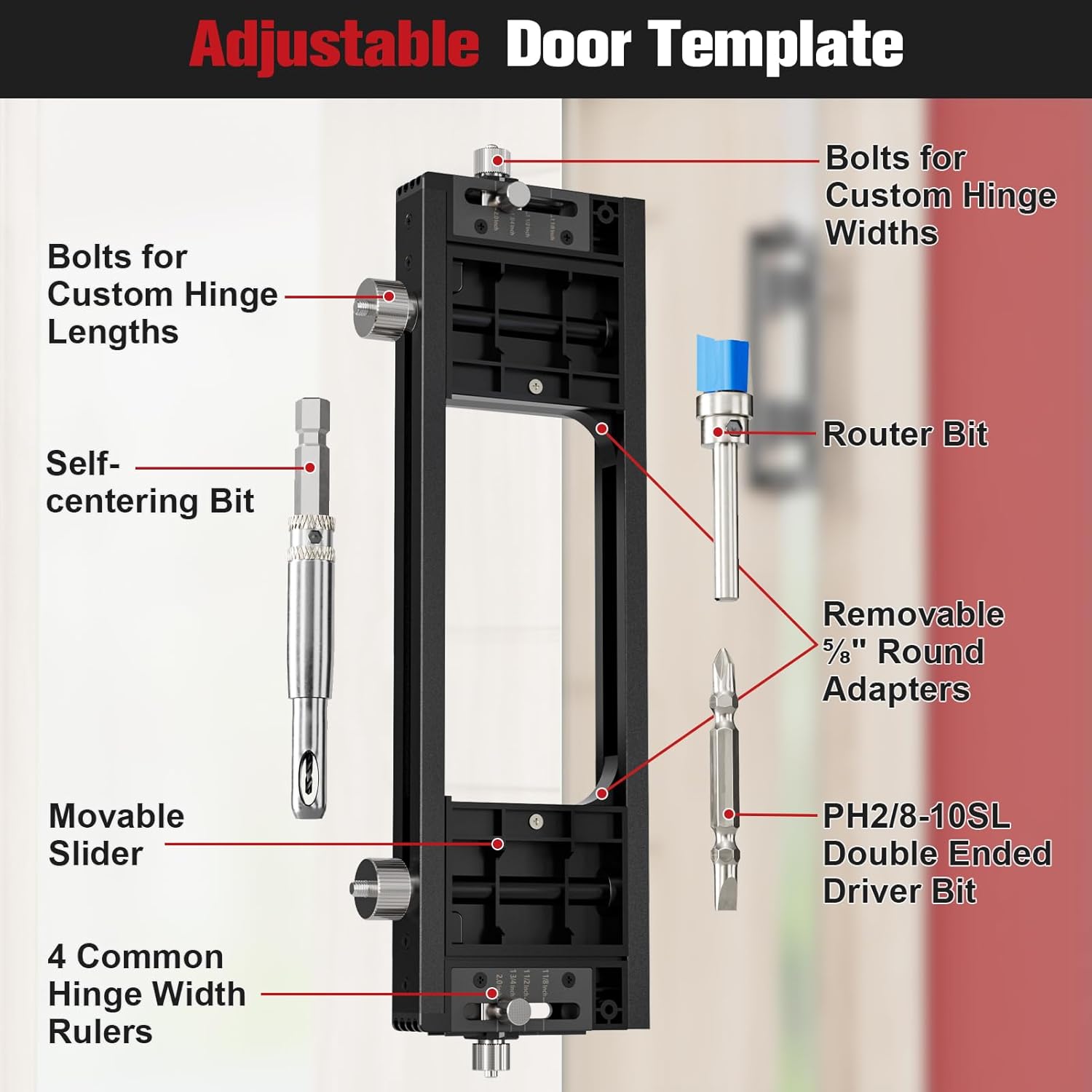 Door Latch Kit Bundle with Door Hinge Template Kit