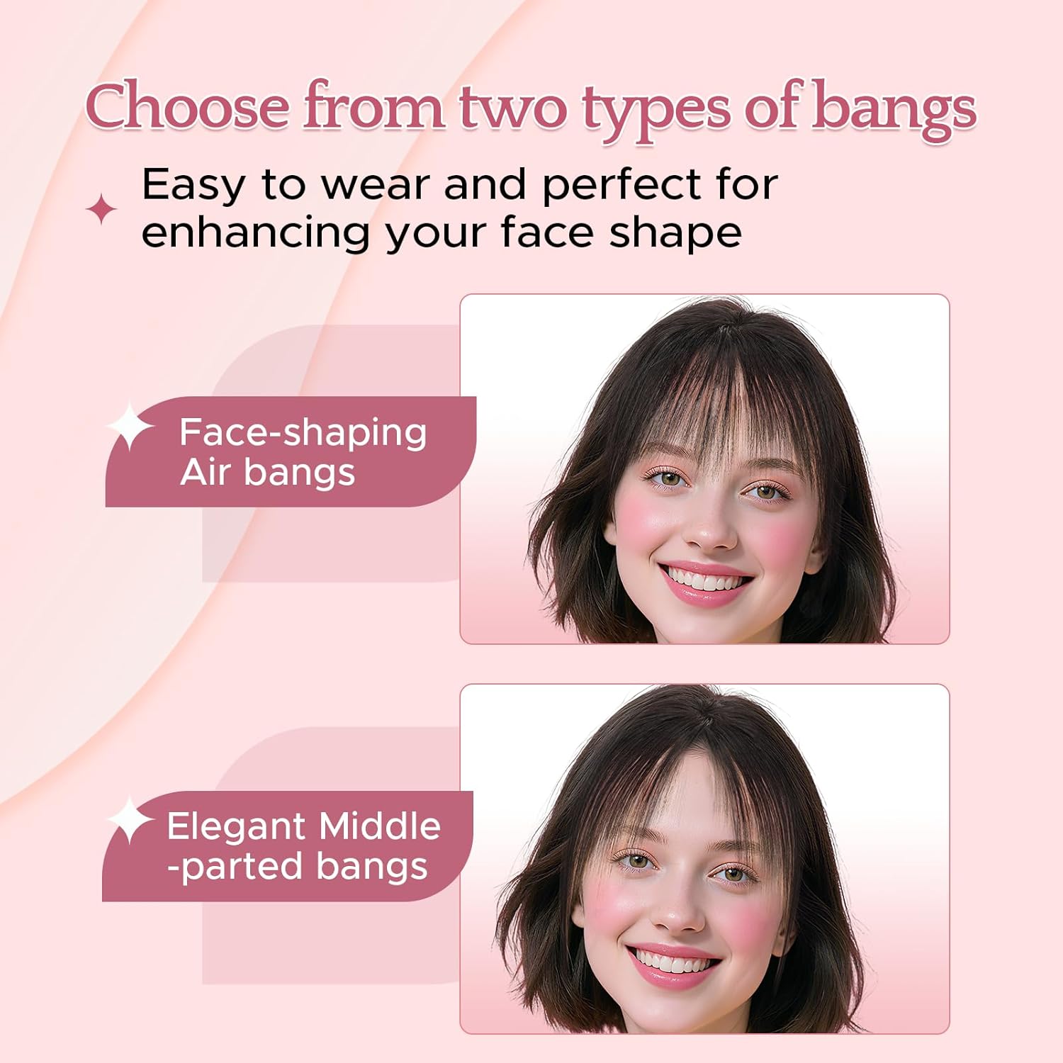 Hair Toppers for Women Real Human Hair with Curtain Bangs, 9x12 CM Lightweight Breathable Upgraded Seamless Silk Base, Toppers with Thinning -Straight, 11 Inches, Natural Black