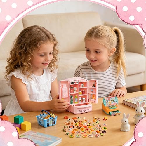 Miniatura 7 de 164Pcs Mini Carrito de Compras Cesta Miniatura Comida Bebida Juguetes Supermercado Metal Manivela Carrito Muñeca Casa Tienda Accesorios de