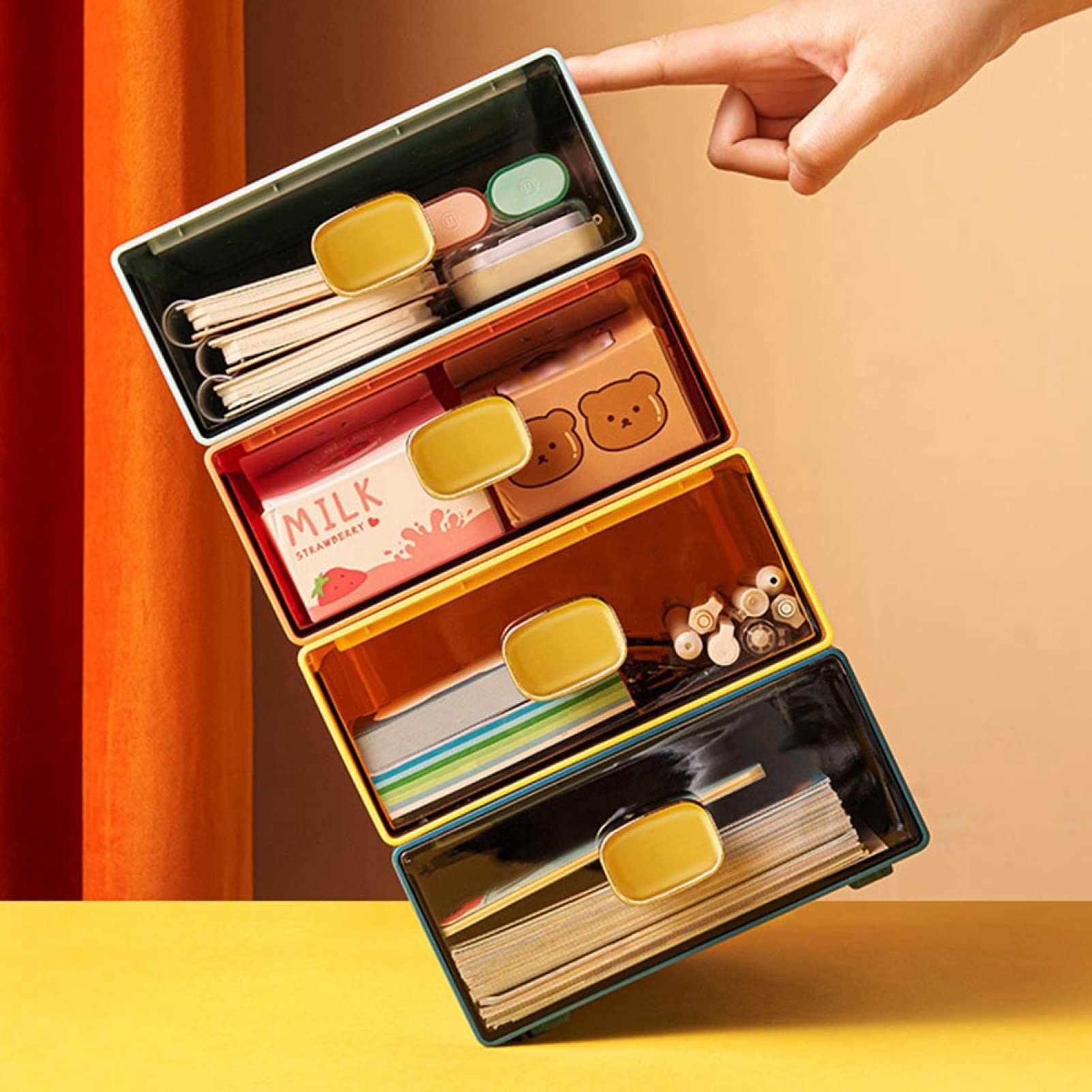 収納ボックス 小物入れ 卓上収納 引き出し 収納 (イエロー,S) Amazon｜収納ボックス 引き出し 小物入れ 大容量 積み重ね