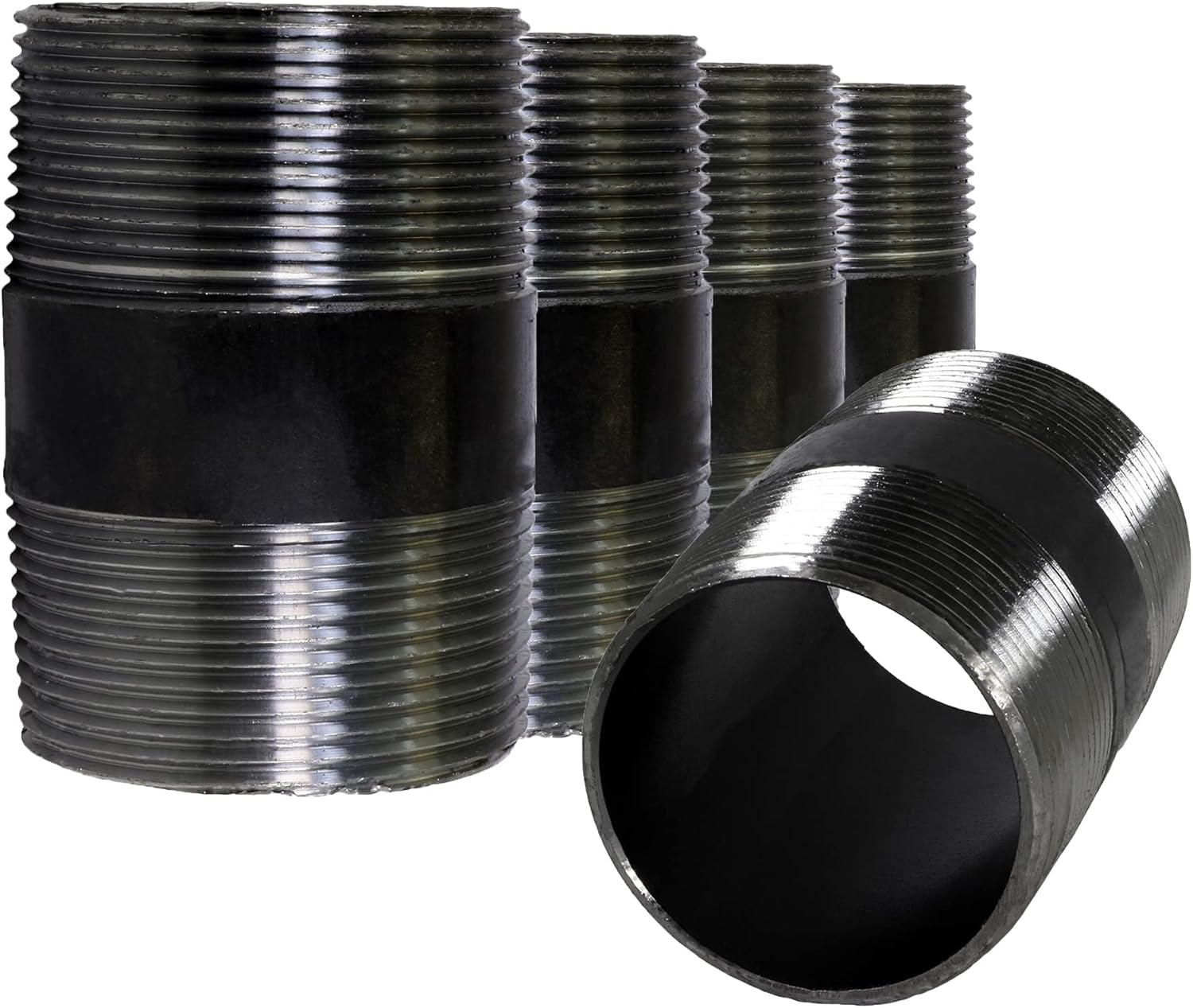 SupplyGiant Everflow NPBL2025-5 Black Steel Pipe Nipple - Schedule 40 NPT Fitting, 150 PSI for Plumbing & DIY