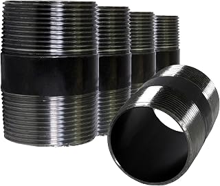 SupplyGiant Everflow NPBL2025-5 Black Steel Pipe Nipple - Schedule 40 NPT Fitting, 150 PSI for Plumbing & DIY
