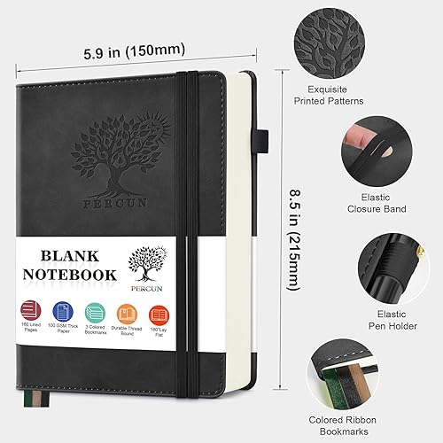 Miniatura 2 de Diario en blanco para hombres y mujeres, 160 páginas en blanco para escribir, dibujar, cuaderno de bocetos, cuaderno de bocetos de cuero de 5.9 x