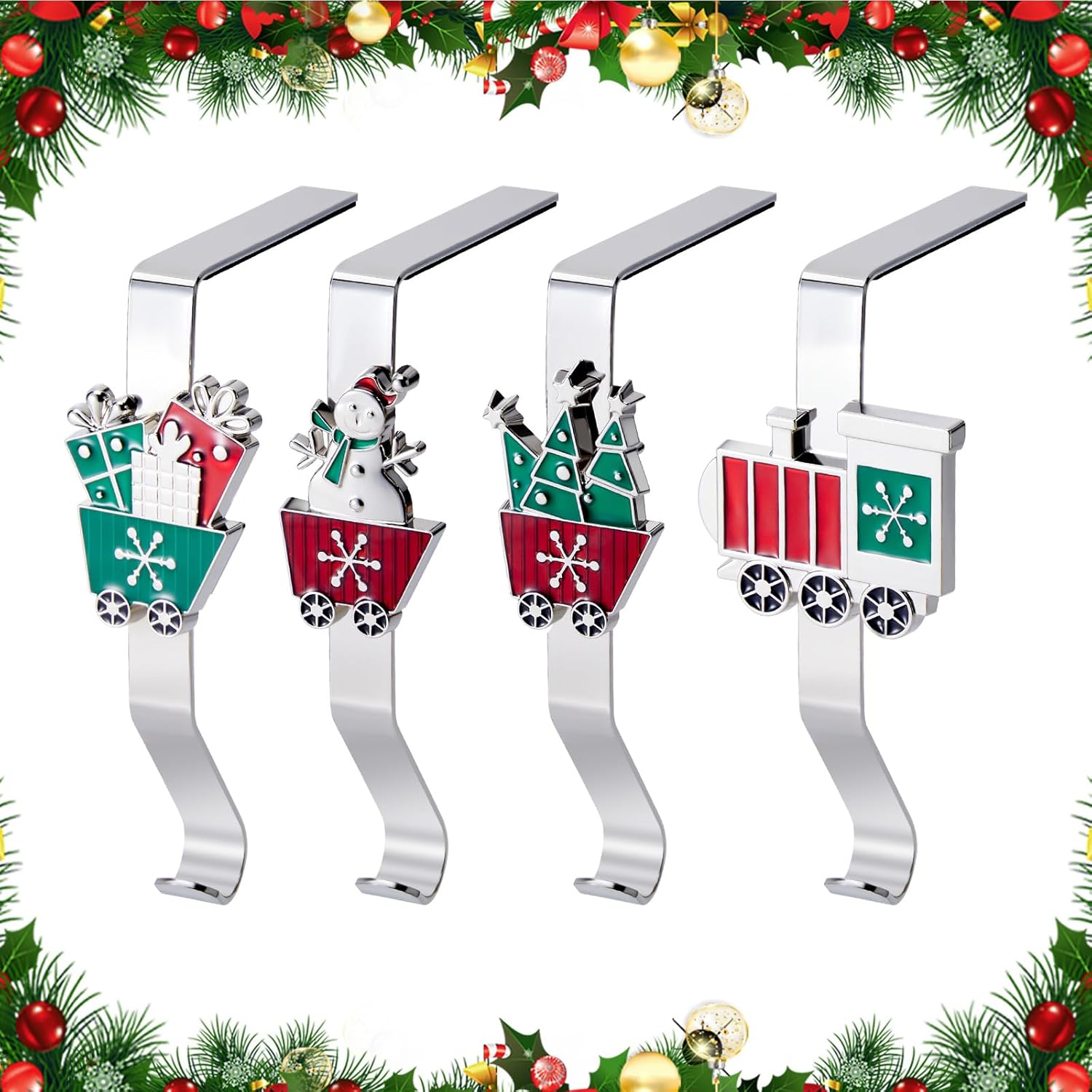 Christmas Stocking Holders for Mantles Set of 4, Colorful