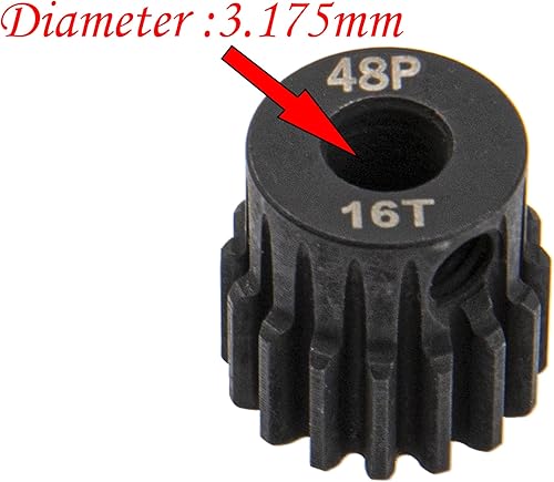 Miniatura 4 de ShareGoo - Juego de 5 engranajes de piñón de acero 48P 0.125 in 13T 14T 15T 16T 17T ajuste 0.125 in (1/8 pulgadas) eje compatible con Arrma HPI