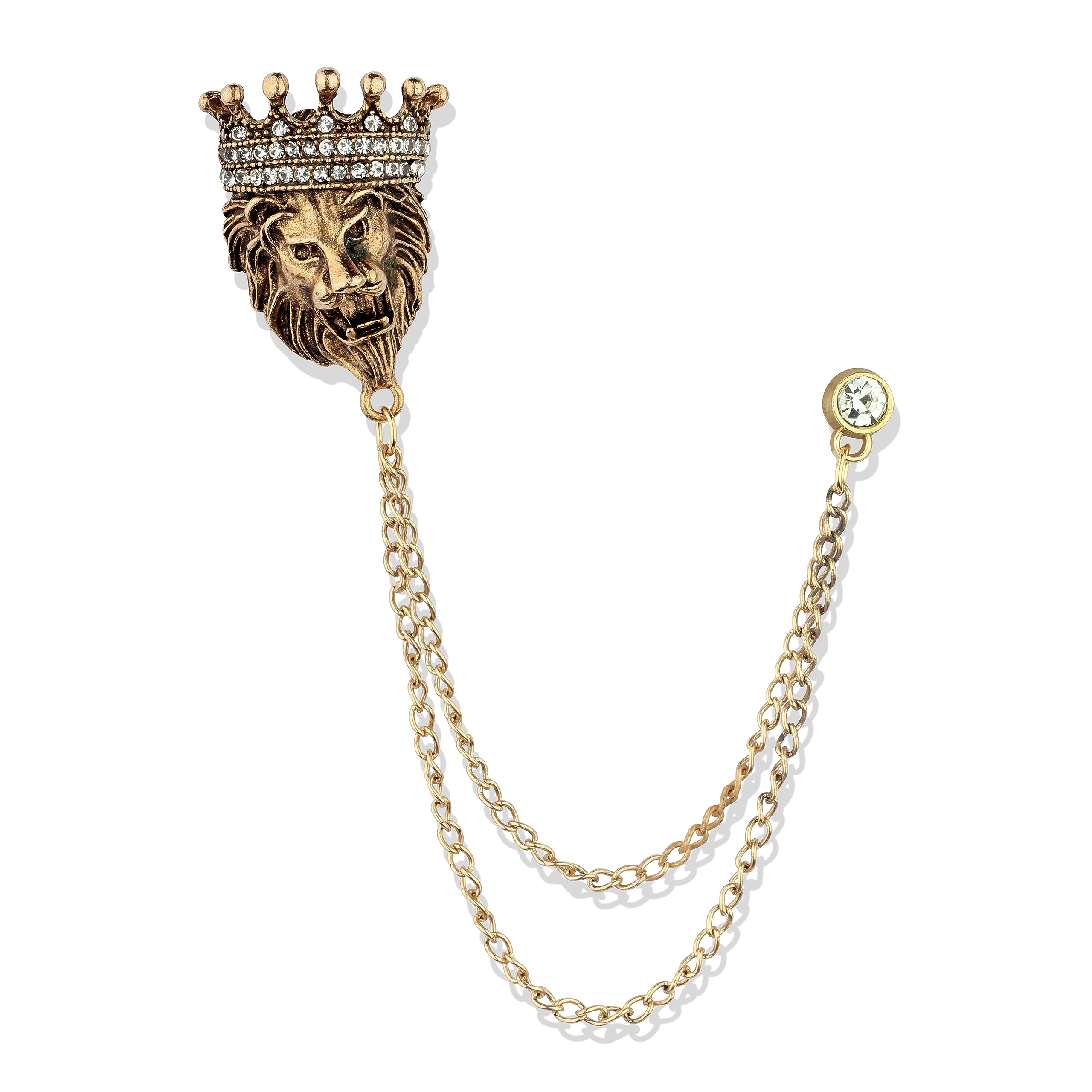 Panjatan Lion Crown Design Golden Chain Pin Brooch For Men. (B0CH75X5J8) Amazon Price History, Amazon Price Tracker